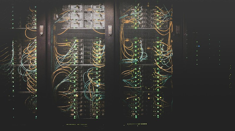 Network cables connected to a switch