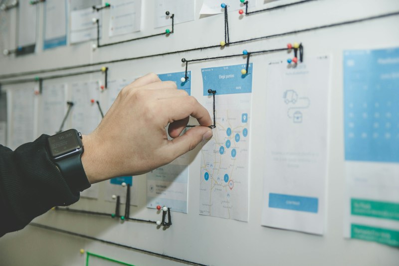 Project manager planning on a board